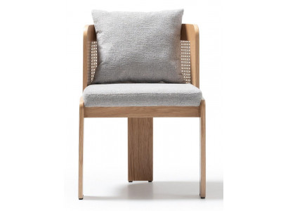 Stuhl Design Weiss Stoff Holz Modern Komfort Skandinavisch Elegant