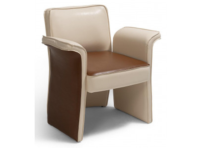 Stuhl Design Beige Braun Kunstleder Modern Skulptural Komfort Elegant