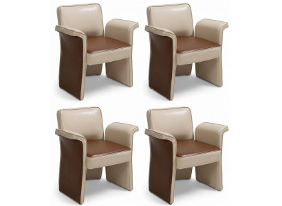Stühle Design Beige Braun Kunstleder Modern Zeitlos Komfort Stilvoll