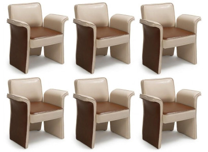 Stuhlgruppe Beige Braun Kunstleder Modern Ausdrucksstark Exklusiv