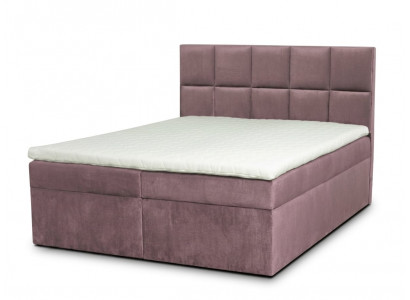 Rosa Boxspringbett 180×200 Textilbett mit Matratze Stauraum und Topper