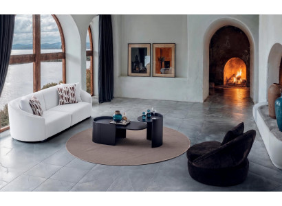 Sofa Sessel Couchtisch Set Modern Weiss Braun Elegant Wohnzimmer