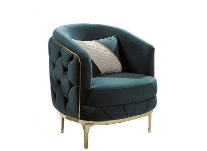 Grüner Eleganter Chesterfield Sessel mit Stoffbezug Loungesessel