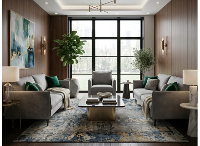 Elegantes graues Wohnzimmer-Set 3+3+1-Sitzer-Sofas hochwertige Sofas