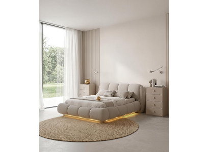 Schlafzimmer Set Bett 2x Kommoden Modern Beige Edel Luxus Design Neu