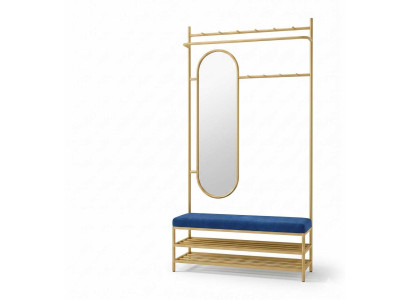Garderobenbank Metall Bank Haken Ablage Flur modern Blau elegant