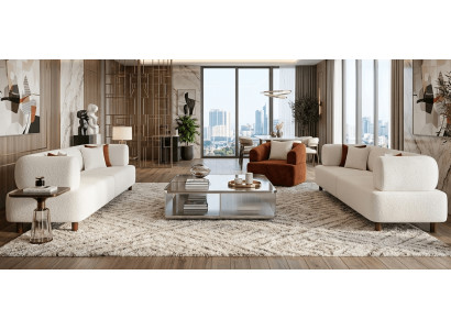 Luxuriöse Weiße Sitzgruppe Polstercouchen Designer Sessel 3tlg