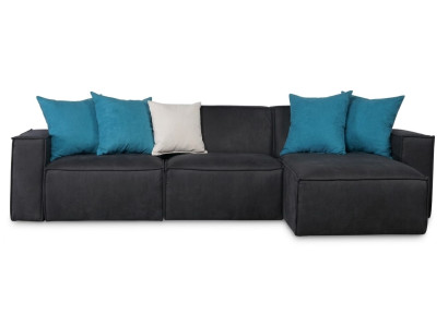 Modernes schwarzes L-förmiges Ecksofa Hochwertiges Stoffsofa Wohnzimmer