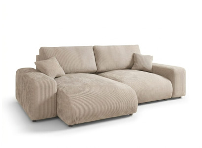 Beiges L-förmiges Ecksofa aus Stoff modernes hochwertiges Sofa Wohnzimmer