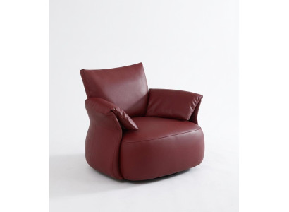 Moderner Loungesessel Bordeaux Leder mit weicher Komfortpolsterung