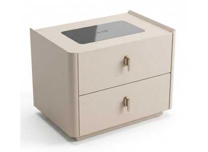 Nachttisch Modern Beige Funktional Kompakt Kabelloses Laden Elegant
