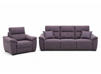 Stilvolles Wohnzimmer Set 3-Sitzer Sofa mit Sessel Grau Polstermöbel