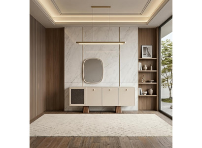 Sideboard Spiegel Set Modern Beige Edel Kommode Anrichte Wohnzimmer