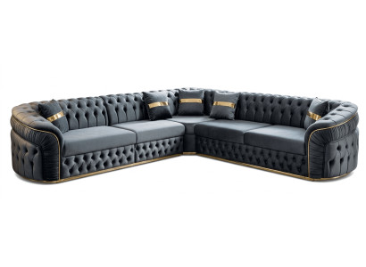 Hochwertiges Chesterfield Ecksofa L-Form mit eleganter Optik