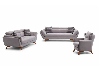 Elegantes Sofa-Set 2+2+1 mit hochwertiger Polsterung und Holzfüßen
