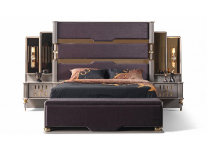 Bett grau weich stilvoll neu modern bequem komfortabel Schlafzimmer