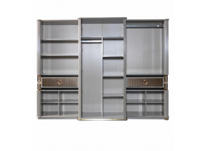 Kleiderschrank hoch aus Holz neu modern bequem stilvoll grau bequem