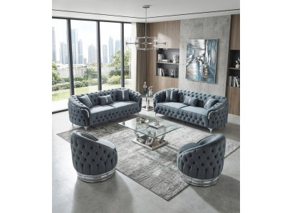 Komfortable Designer Sitzgruppe Luxuriöse Stoffsofas Edle Sessel