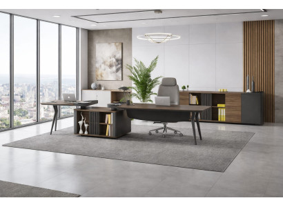 Moderner Doppel Computertisch mit Sideboard Büro Einrichtung