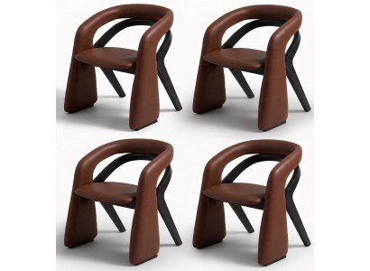 Stühle Modernes Design Braun Leder Holz Schwarz Zeitlos Hochwertig