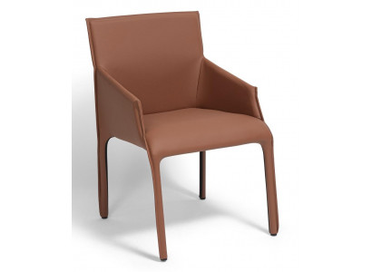 Stuhl Elegantes Design Braun Kunstleder Monolithisch Komfort Stil