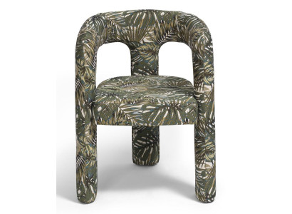 Stuhl Tropisches Design Gruen Stoffmuster Skulptural Komfort Modern