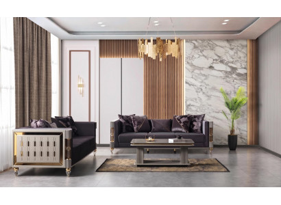 Sofa gepolstert neu modern bequem komfortabel grau goldfarben Wohnzimm