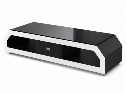 Modern TV-Möbel Schwarz Weiß Luxus Lowboard LED Hochglanz Design