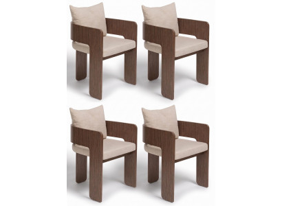 Stühle Design Beige Stoff Holz Ausdrucksstark Zeitlos Wohnlich Edel