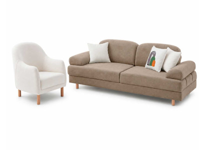 Modernes Sofa Set 3+1 Sitzer Wohnzimmer Stoffsofa Elegant Polstermöbel