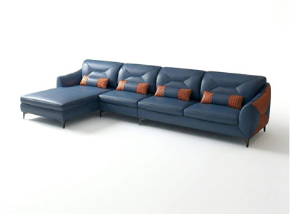 Modern Ecksofa L-Form Blau LED Elegant Exklusiv Design Premium Luxus