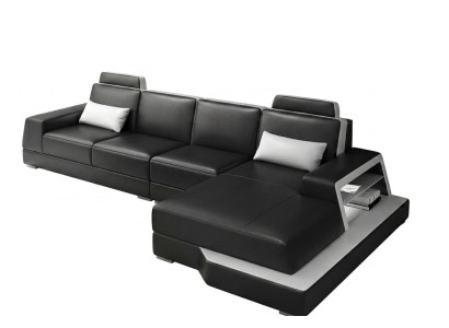 Modern Ecksofa L-Form Schwarz LED Elegant Exklusiv Design Premium *