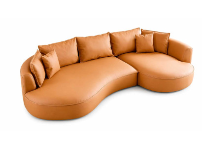 Orange Ecksofa L-form Designsofa Luxuriöses weicher Polsterung Polstersofa