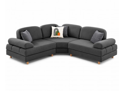Stilvolles Ecksofa modern dunkelgrau weich komfort Couch L Form Wohnzimmer