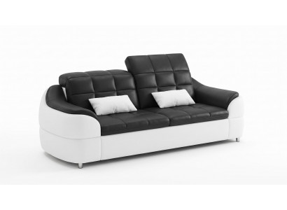 2-Sitzer Ledersofa Modern Schwarz Weiß Elegant LED Ablage Komfort *