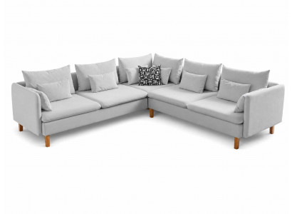 Ecksofa modern Grau L-Form Stoff Sofa bequem Wohnzimmer Couch