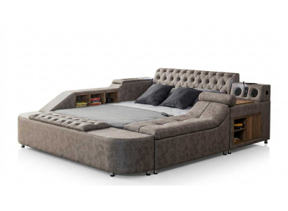 Chesterfield Polsterbett Luxus mit Stauraum Lautsprecher und Komfort Kopfteil