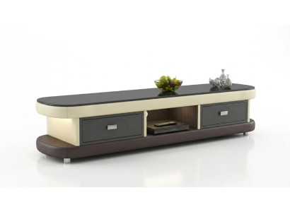 Modern TV-Möbel Schwarz Blau Luxus Lowboard LED Hochglanz Design Couch *