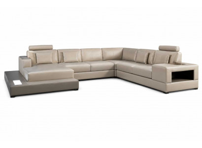 Wohnzimmer Großes Ecksofa U-Form Kunstleder modernes Sofa *