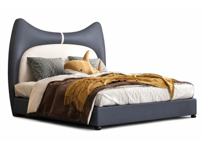 Graues Kinderbett  Jugendbett Leder modern für Jungen Kindermöbel