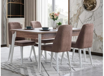 Esszimmer-Set Esstisch 4x Stühle Braun Modern Komfortabel Stilvoll