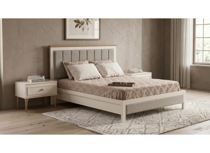 Elegantes bett Nachttische(2x) Schminktisch Klassisch Creme Schalfzimmer