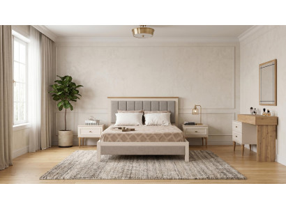 Elegantes bett Nachttische(2x) Kommode mit spiegel Schminktisch Klassisch