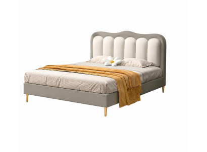 Graues Kinderbett Jugendbett aus Leder modern  Kindermöbel