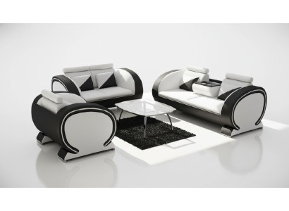 Canapé en cuir avec fonction bar, canapé design, canapé 3 places, canapé de relaxation.