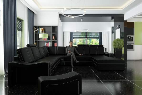 XXL CANAPÉ EN CUIR CANAPÉ EN CUIR CANAPÉ D'ANGLE Canapé paysage vivant Nouvelle suite de canapé SOFA