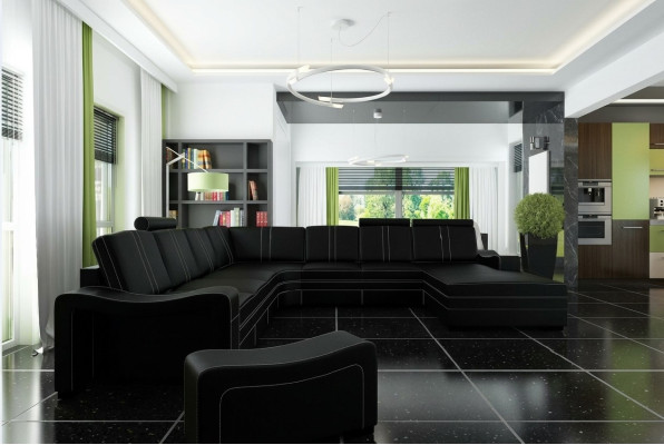 XXL CANAPÉ EN CUIR CANAPÉ EN CUIR CANAPÉ D'ANGLE Canapé paysage vivant Nouvelle suite de canapé SOFA