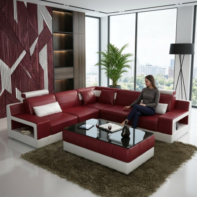Canapé en cuir Canapé d'angle Canapé design Canapé-lit Fonction de lit Suite Salon Paysage de vie Rembourrage neuf