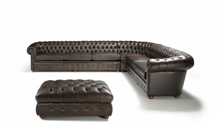 Canapé d'angle classique Canapé d'angle Canapé Sofa Rembourrage en cuir Siège Chesterfield Suite