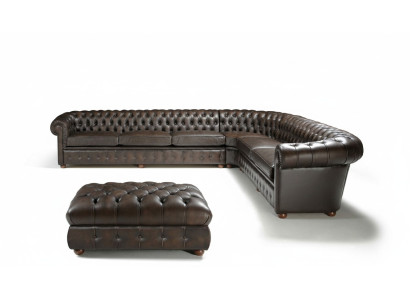 Canapé d'angle classique Canapé d'angle Canapé Sofa Rembourrage en cuir Siège Chesterfield Suite